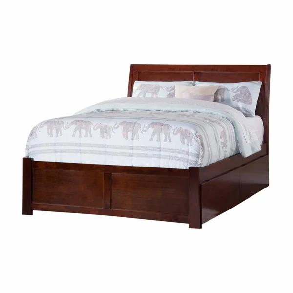 Atlantic Portland Twin Bed Flat Panel Footboard 2 Urban Bed Drawers White