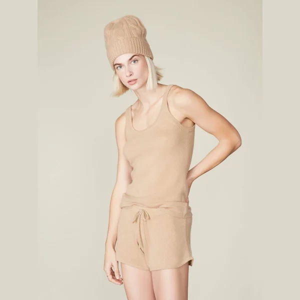 L Camel Cashmere Short Lounge Set - Italic
