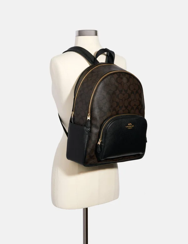 Coach Women's Large Court Backpack in Signature Canvas - Im/Brown Black