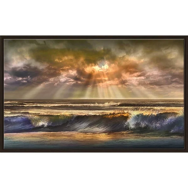 Waves of Light by Mike Calascibetta Canvas in Floating Frame - Orange - 21.5x22 H x 33.5x22 W x 2x22 D