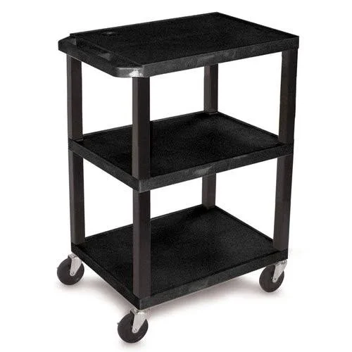 H. Wilson Black 3 Shelf Specialty Utility Cart - Size: Small WT34S