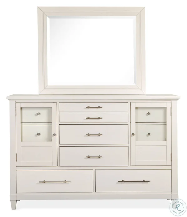 Magnussen Lola Bay Dresser with Landscape Mirror in Seagull White