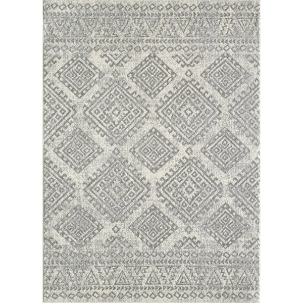 Porch & den Spirited Modern Moroccan Trellis Area Rug - 9& x 12& - Ivory/Grey