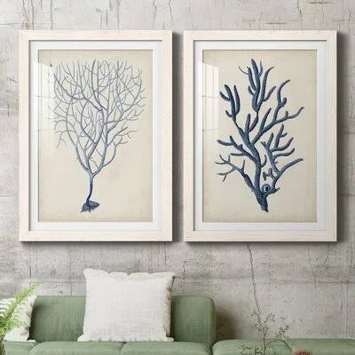 Indigo Coral IIIPremium Framed Print - Ready to Hang Dovecove Format: White Framed Paper, Matte Color: White, Size: 43.5x22 H x