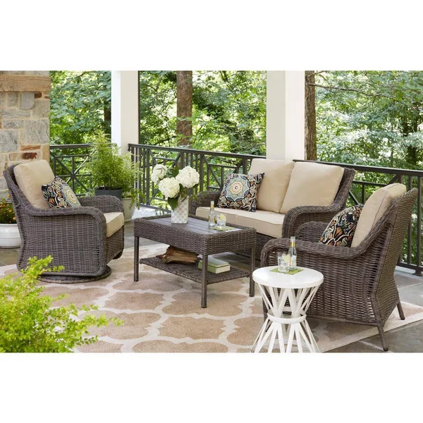 Hampton Bay Cambridge Gray Wicker Outdoor Coffee Table 65-17148G5
