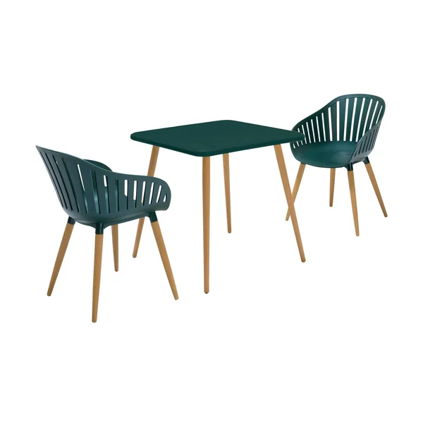 Armen Living SETODNAGREEN3A Nassau Outdoor Green Eucalyptus Dining Set - 3 Piece