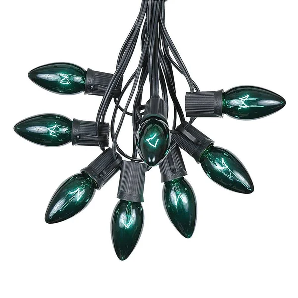 C9 Green Christmas String Light Set - Outdoor Christmas Light String - Hanging Christmas Lights - Roofline Light String - Outdoo