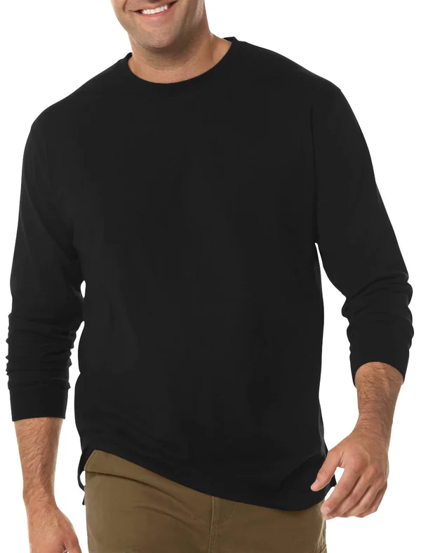 Harbor Bay Long-Sleeve No Pocket Wicking Crew, Men's, Size: 4XL, Black