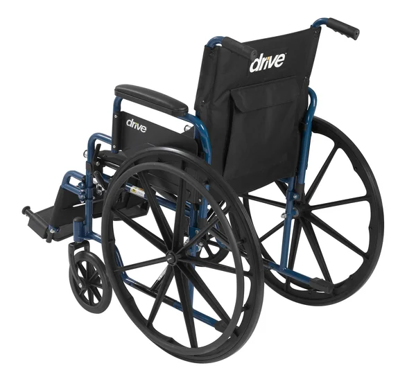 Drive Medical Blue Streak Wheelchair with Flip Back Desk Arms - Swing Away Footrests, 16x22 Seat, 42" x 12.5" x 36"