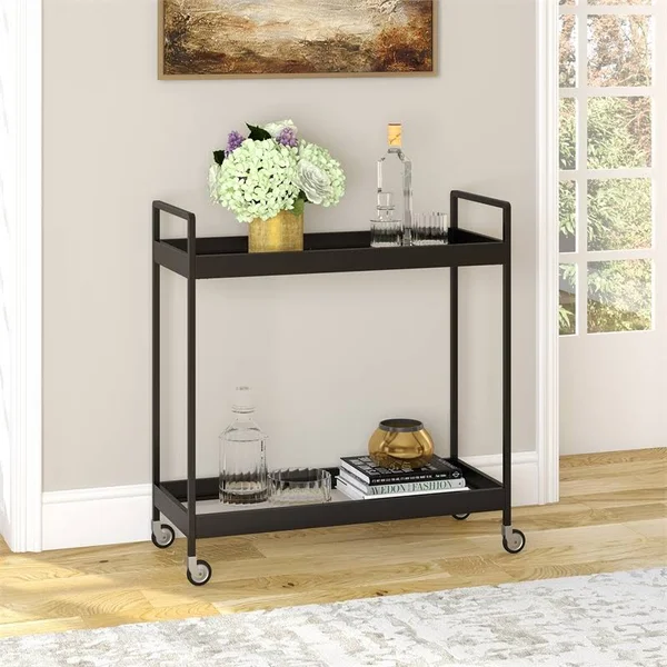 Cooper Blackened Bronze Bar Cart - Hudson & Canal BC0544