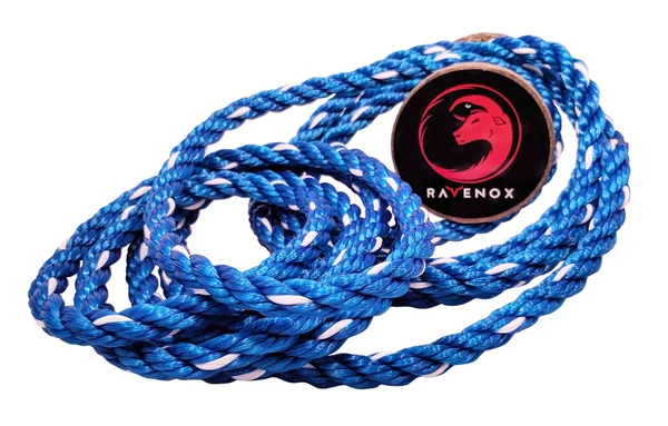 Ravenox Blue & White Twisted Polypropylene Rope - Thick Colored Cord Blue with White Tracer, 1/4-Inch x 600-feet