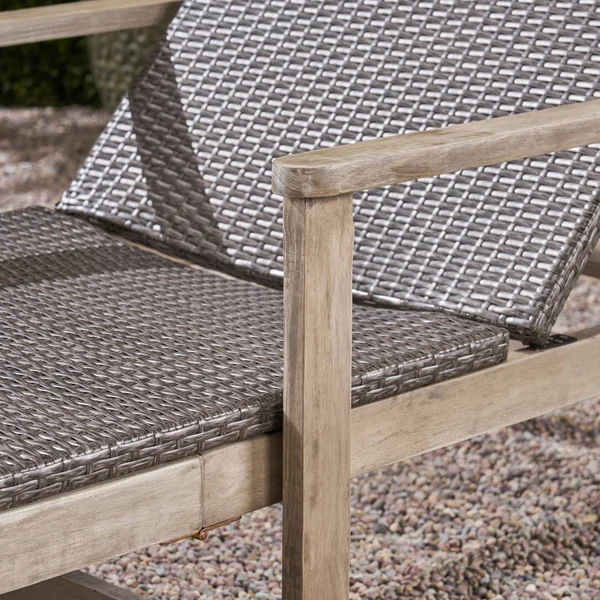 78.75x22 Gray and Black Contemporary Outdoor Patio Chaise Lounge