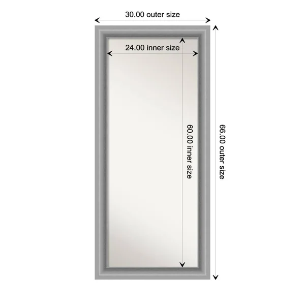 Amanti Art Peak Polished Nickel Framed Floor Leaner Mirror in Silver