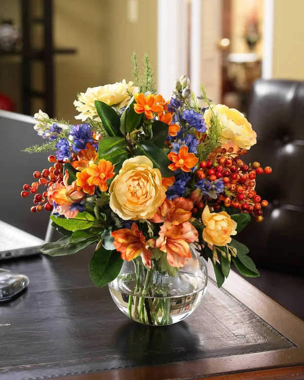 Coral & Blue Silk Centerpiece - Other