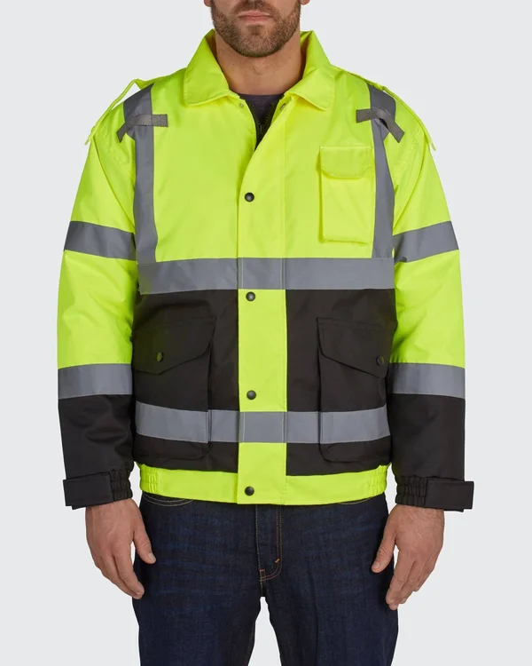 Utility Pro Men's Hi-Vis Quilt-Lined Bomber Jacket Tall - Yellow/Black