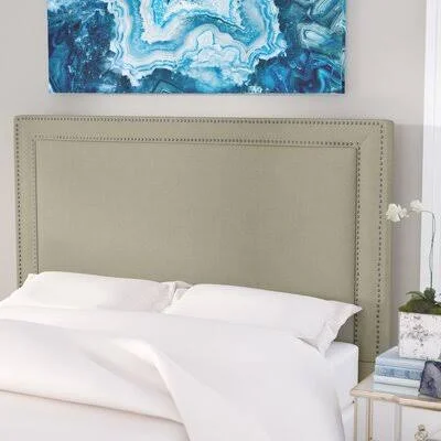 Everly Quinn Hayley Upholstered Panel Headboard - Size: King - Upholstery: Avignon Charcoal, Silver