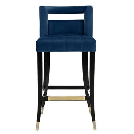 Everly Quinn Cain Bar & Counter Stool Seat Height: Bar Stool (30x22 Seat Height), Upholstery: Navy
