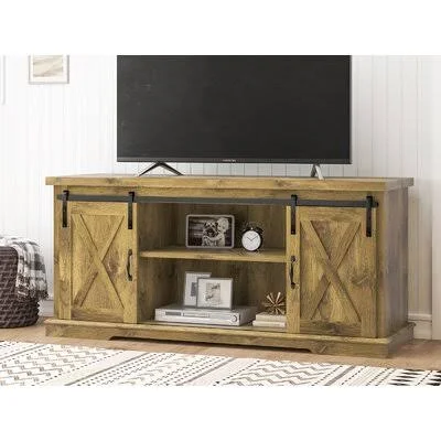Gracie Oaks TV Cabinet for 52 Inches TV - television Stands with Sliding Barn Doors, Entertainment Center and Media CONSOLE, Wood