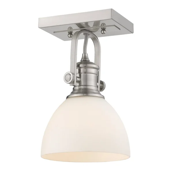 Carbon Loft Barton 1-Light Semi-Flush in Pewter - Pewter with Seeded Glass 26273422