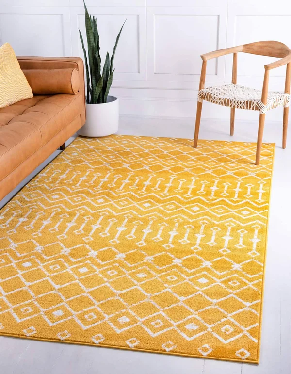 Unique Loom Moroccan Trellis Yellow 8 ft. x 11 ft. Area Rug