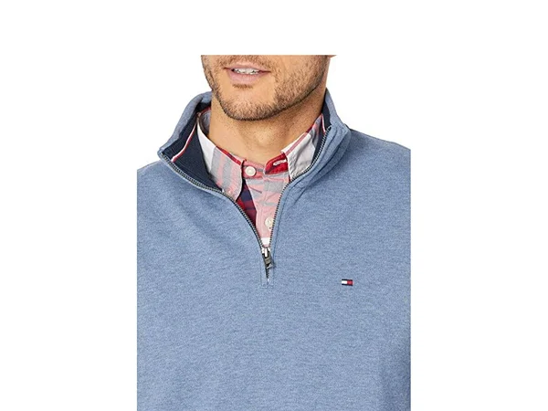 Tommy Hilfiger Men's French Rib Quarter-Zip Pullover Sweater XL Blue