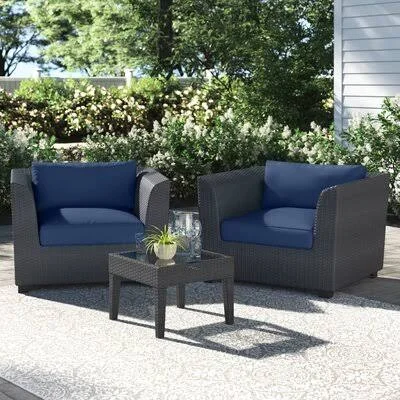 Tegan Patio Chair with Cushions Sol 72 Outdoor Cushion Color: Navy