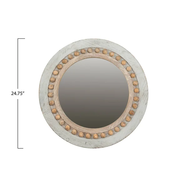 Round Decorative Wood Wall Mirror - Grey