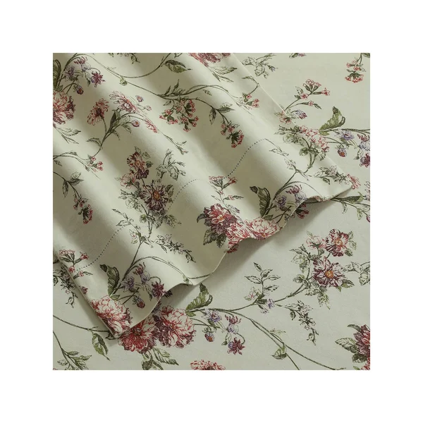 Dollhouse Floral Heavyweight Cotton Flannel Printed Extra Deep Pocket Twin XL Sheet Set - Multicolor