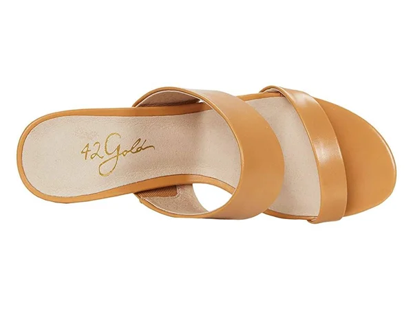 42 Gold Liya Women's Sandals Almond Waxy Gloss Leather : 10 M