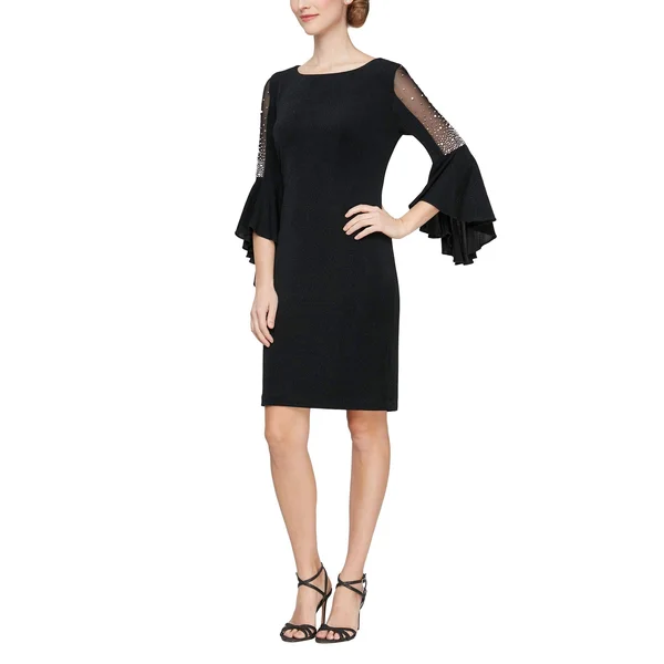Women's Alex Evenings Bell Sleeve Sheath Dress, Size 4 - Black