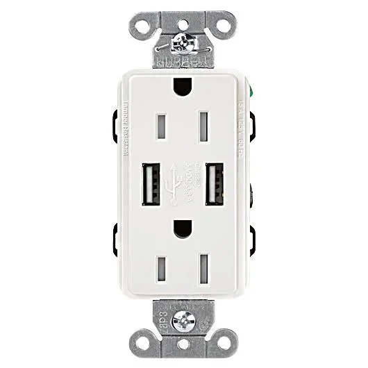 Lutron SCR-15-UBTR-TP Tamper-Resistant USB Receptacle, Taupe, 15A, 125V