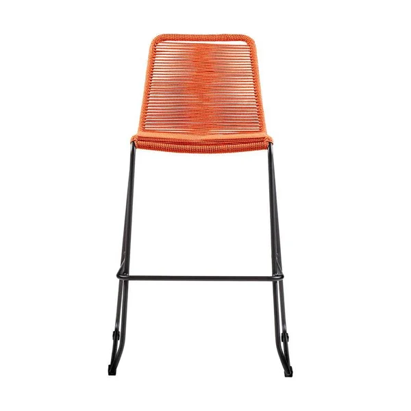 Armen Living Shasta 30 in. Outdoor Metal and Tangerine Rope Stackable Barstool (Set of 2)