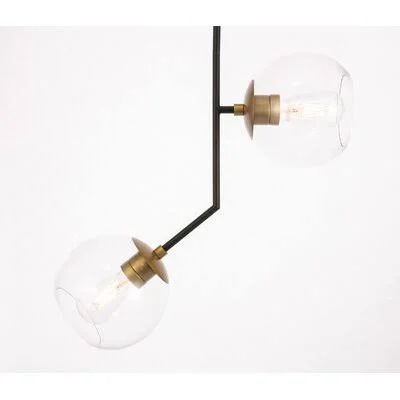 Vannessa 2-Light Globe Pendant Wrought Studio Base Finish: Black/Brass, Shade Color: Clear
