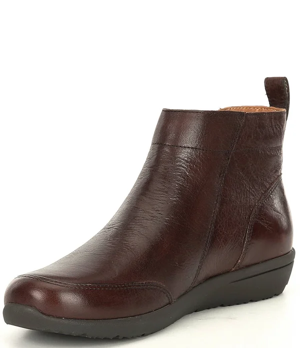 Vionic Lois Womens Leather Round Toe Ankle Boots - Navy