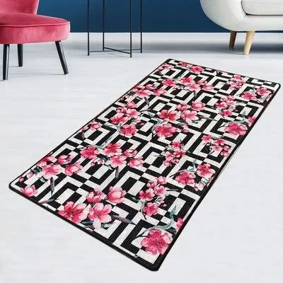 Brantner Floral Kilim Black/Pink Area Rug Mercer41 Rug Size: Rectangle 5&2x22 x 7&6&&