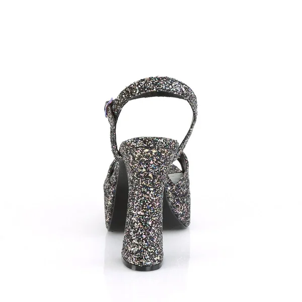 Pleaser Dolly-09, 5x22 Chunky Heel Platform Sandal - Black PU 6