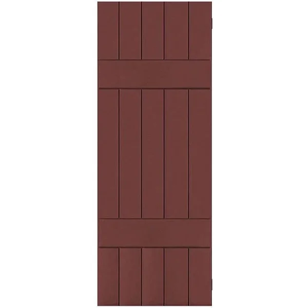 Ekena Millwork 18 in. x 41 in. Exterior Real Wood Pine Board and Batten Shutters Pair Cottage Red