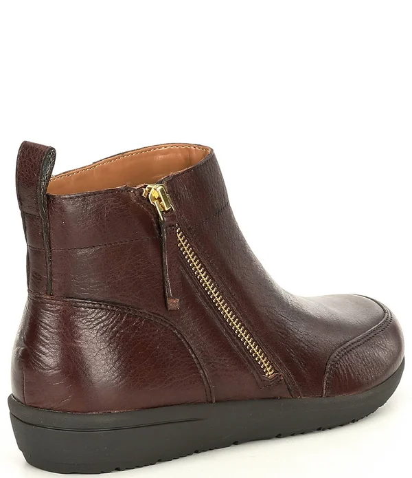 Vionic Lois Womens Leather Round Toe Ankle Boots - Navy