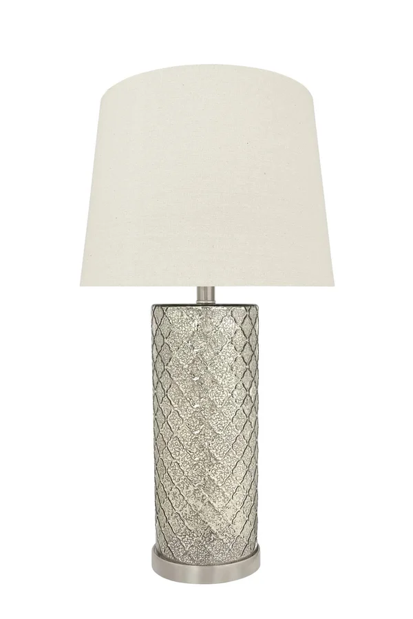 Aspen Creative - Mercury 40200-11, 28-1/2x22 High Transitional Glass Table Hardback Empire Shaped Lamp Shade in Beige, 15x22 Wide