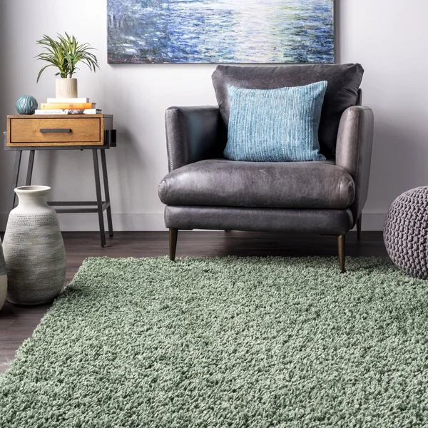 nuLOOM Kara Solid Shag Green 10 ft. 2 in. x 14 ft. Area Rug