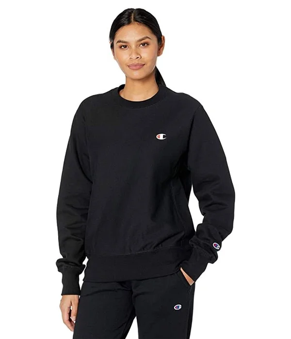 Champion REVERSE Weave Boyfriend Pullover - Black Large - Women's