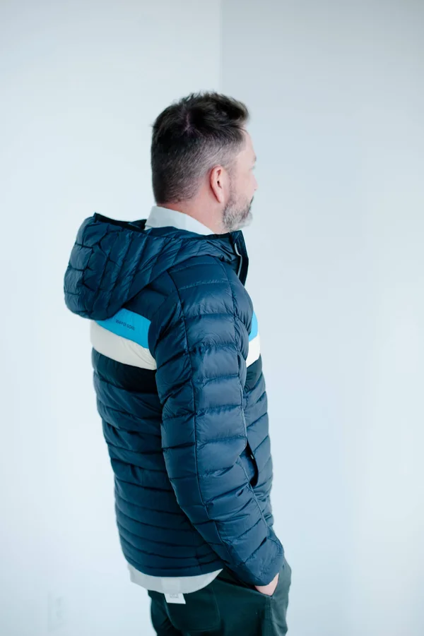 Cotopaxi Men's Fuego Down Hooded Jacket - Large - Graphite Stripes