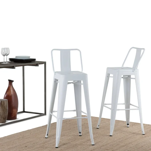 Wyndenhall Josephine 30 inch Metal Bar Height Stool (Set of 2) (White)