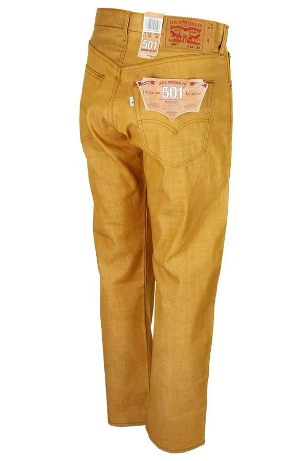 Levi&s Men's 501 Denim Original Shrink to Fit Button Fly Jeans - Gold 2515