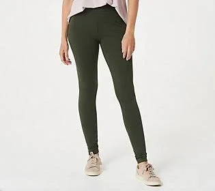 Logo Layers by Lori Goldstein Reg. Knit Pull-On Leggings - Size X-Small, Dark Elm