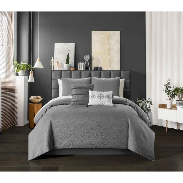 Chic Home Mya 5-Piece Embossed Comforter Set - King, Brick Red