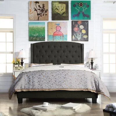 Hodnett Tufted Upholstered Standard Bed Lark Manor Color: Charcoal Gray - Size: Queen