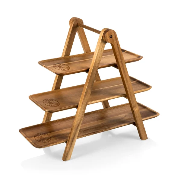 Toscana Acacia Wood MLB Boston Red Sox Serving Ladder - 3 Tiered Serving Station
