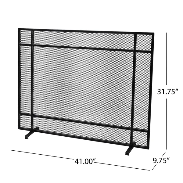 Markus Modern Single Panel Iron Firescreen - Black Brushed Gold Finish