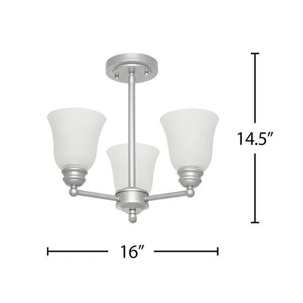3-Light Semi-Flushmount - Silver